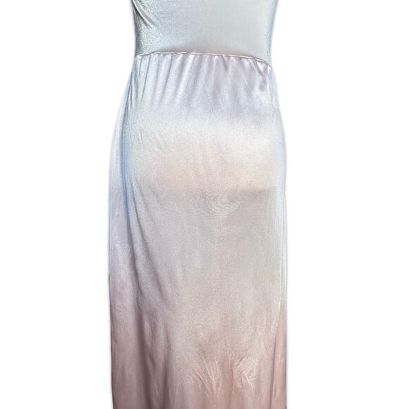 Vintage Baby Pink Lace Slip Maxi Dress 70s Nylon Nightgown Romantic Boudoir - Picture 5 of 13